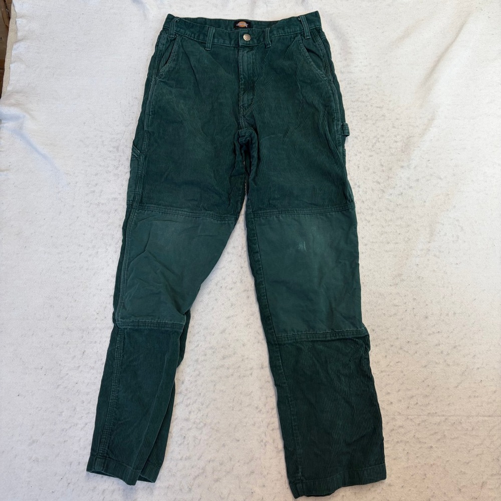 Dickies Carpenter Pants Mens 30x32 Green Corduroy Double Knee Utility